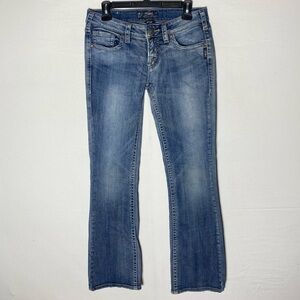 Vintage Y2K Silver Jeans Med Light Wash Low Rise Boot Cut Jeans 29